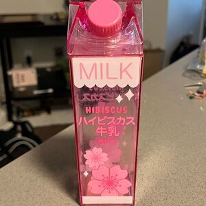 Pink Hibiscus Milk Carton Water or Milk Bottle
